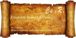 Csurka Ruszlána névjegykártya